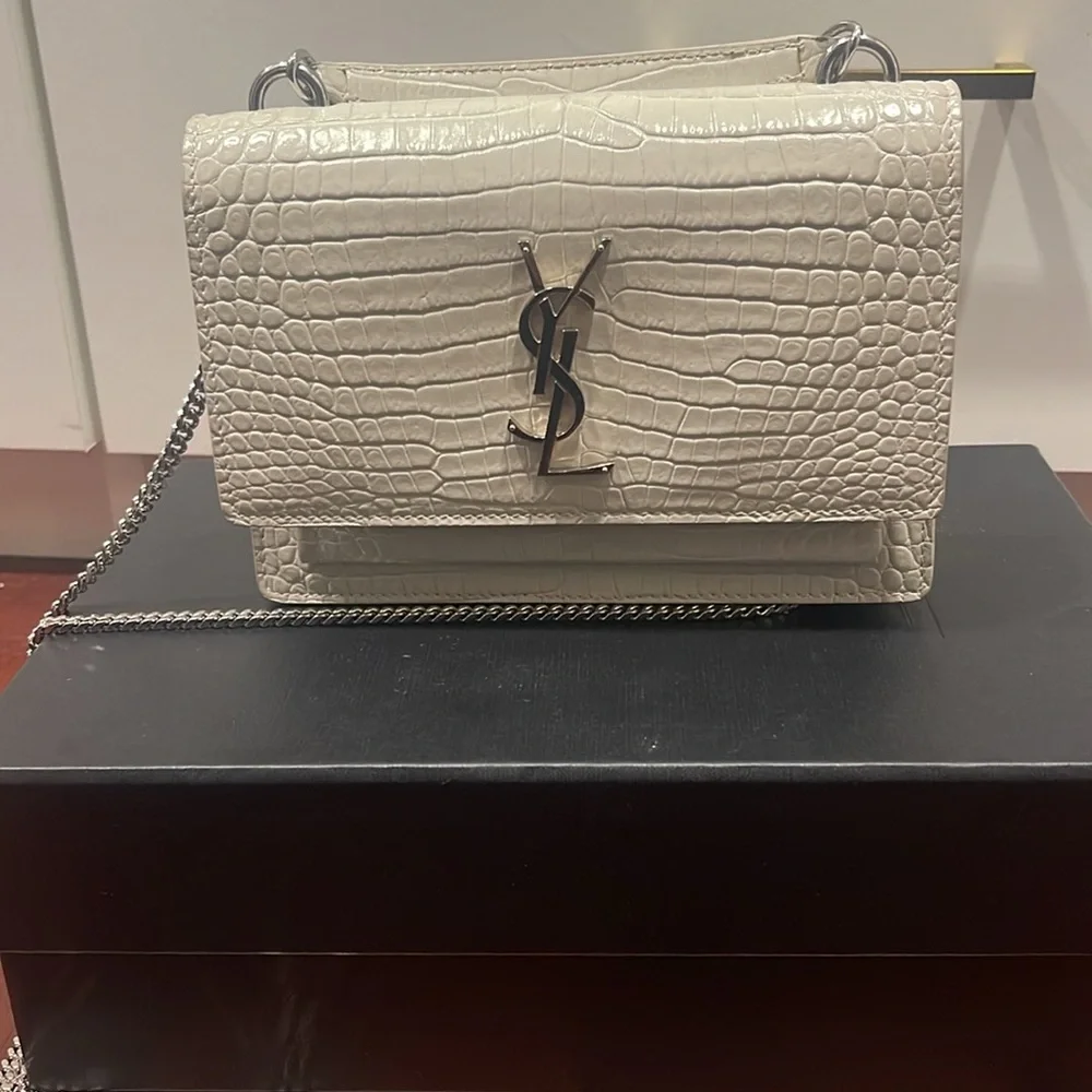 YSL Croc Embossed Sunset bag, small size - Picture 1 of 6